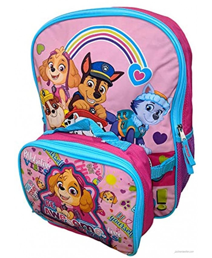 Paw Patril Girls Be Awesome Be You! 16 Inch Backpack with Insulated Lunch Box