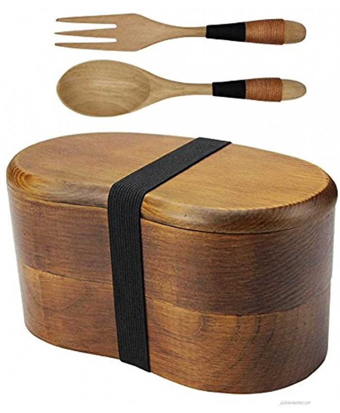 AOOSY Japanese Bento Box Lunch Boxes Japanese Double Layer Natural Wooden Bento Boxes Lunch Box For Kids Adult Picnicking Office School Hiking Camping