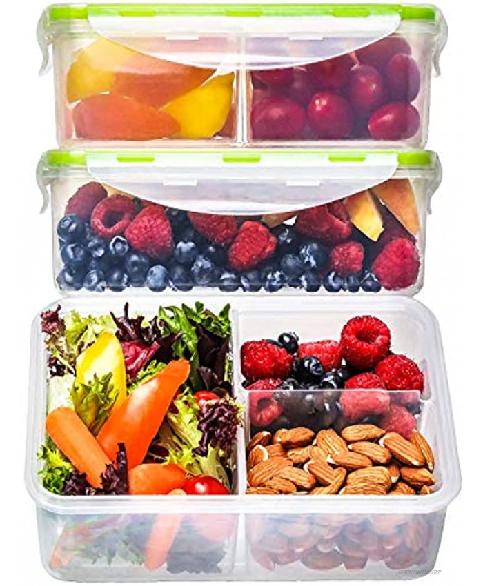 Bento Box Lunch Containers 3 Pack 39 Ounces Bento Boxes for Adults Lunch Boxes for Kids 3 Compartment Food Containers with Lids Bento Lunch Box Leakproof