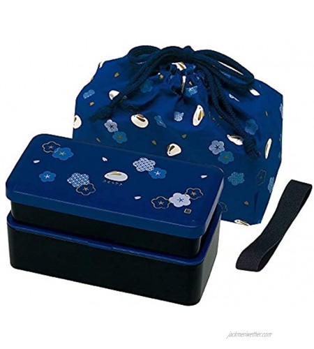 Japanese Traditional Rabbit Blossom Bento Box Set Square 2 Tier Bento Box Rice Ball Press Bento Bag Blue