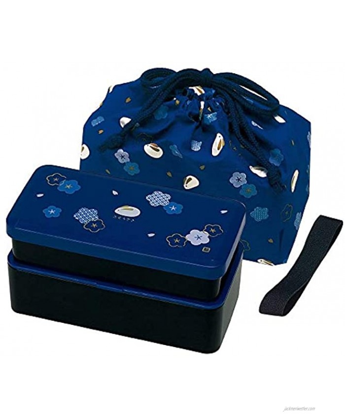 Japanese Traditional Rabbit Blossom Bento Box Set Square 2 Tier Bento Box Rice Ball Press Bento Bag Blue
