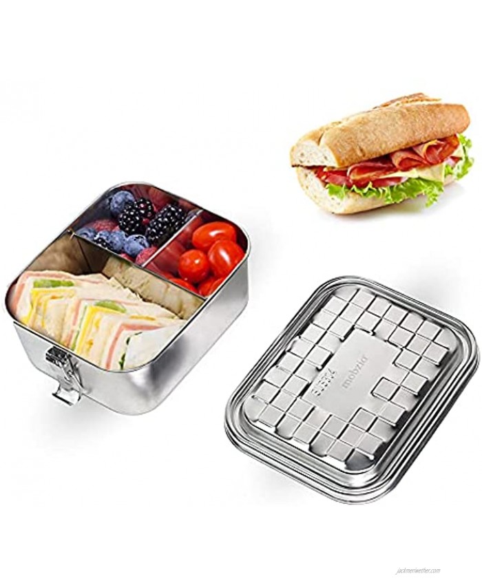 Portable Stainless Steel Bento Box Reusable Meal Prep Container Leakproof lunch Containers with Compartments Metal Bento Box for Kids mobzio Bento Box Adult Lunch Box Salad Sandwich Containers